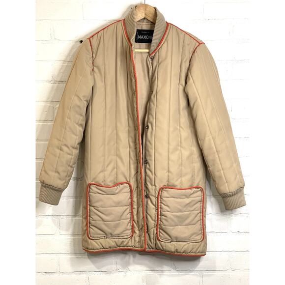 MAXONE Vintage Tan Quilted Spring Jacket Size Med- Large } Deep Pockets - Picture 4 of 10